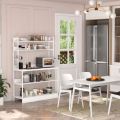 40'' Wood Standard Baker's Rack with Wooden Shelves iron Frame Luxury Table Microwave oven Stand Table. 