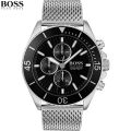 Hugo Boss Men's Watch Silver Mesh black Dial- 1513701. 
