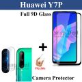 Huawei Y7P Full Black 9D|5D|6D|10D|11D|21D Tempered Glass Screen Protector Full Glue Edge To Edge + Back Camera 9H Gorilla Flexible Protector For Huawei Y7P. 