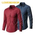 Men Polyester Shirt Men's Formal Business Shirt Slim Fit Plus Size Breathable Office Top Lightweight Men Shirt. 