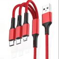 3 in 1 Fast Charging Cable Iphone Type C Micro Multi USB Port. 