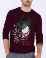 Joker Casual Cotton Maroon Round Neck Best Printed Full Sleeve Tshirt. 