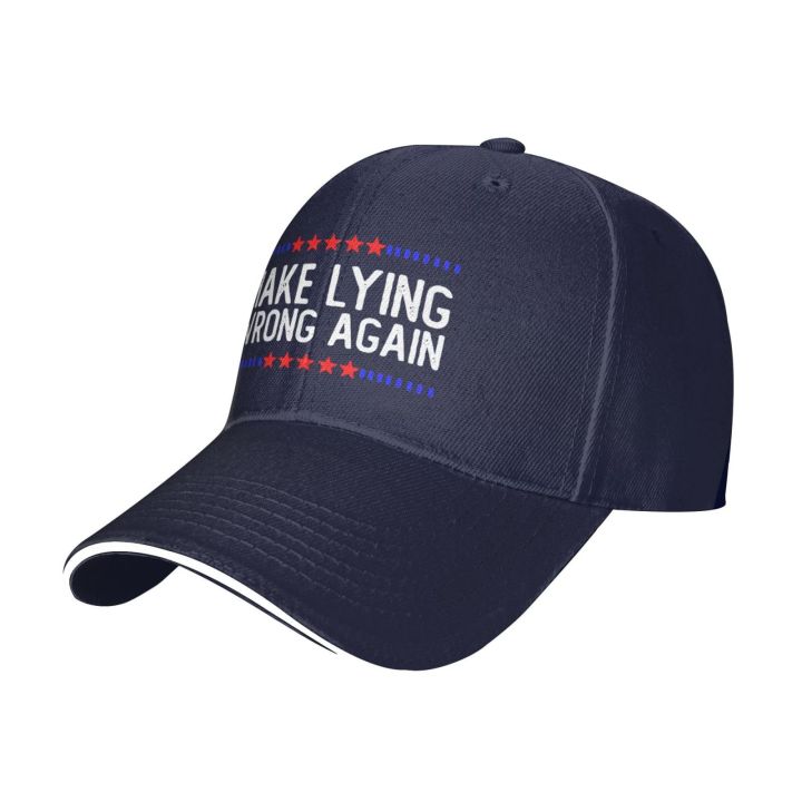 Make Lying Wrong Again Hat Baseball Cap Duck Tongue Cap Adult Sandwich Hat Skull Cap Navy Blue