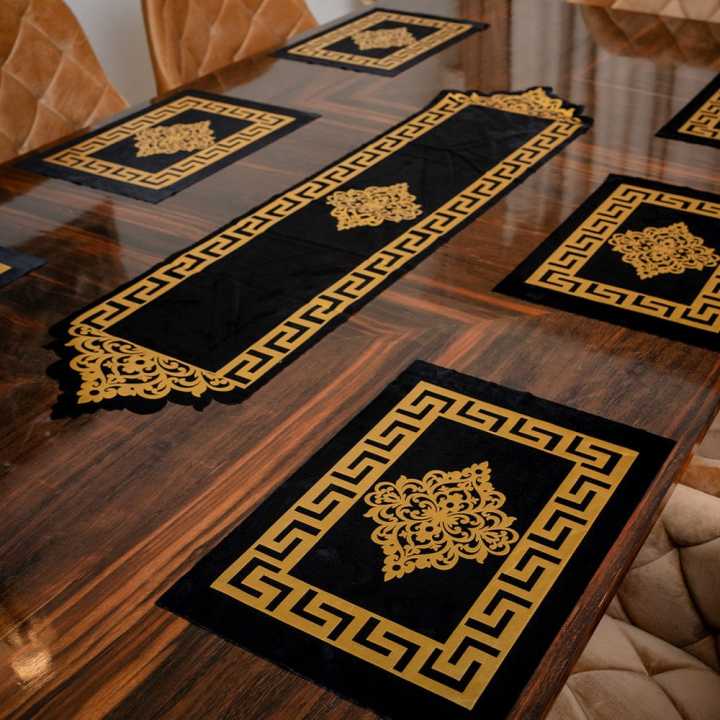 Exclusive Black Velvet Table Mats Set by Mehman Bazar – Available in 3, 5, 7 & 9 Pieces