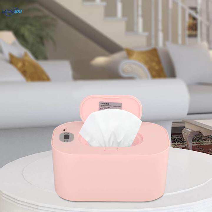 Heated Wipe Dispenser with Large Capacity for Traveling Home Wet Tissue Pink Thermostat