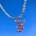 Stainless Steel Hippop -Playboy Necklace Bunny Pendant Necklace For Men Women. 