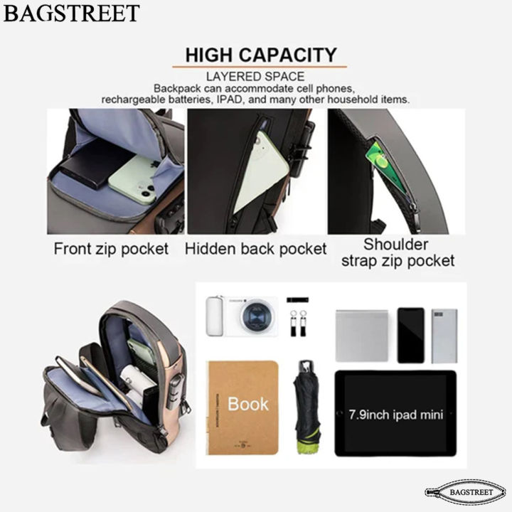 BAGSTREET%20Fashion%20Sling%20Bag%20With%20Combination%20Lock,%20USB%20Charging%20Port,%20Water%20Proof,%20Anti%20Scratch%20Shoulder%20Bag,%20Crossbody%20Unisex%20Bag%20Chest%20Bag%20-%20Black%20-%20Image%207