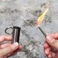 Permanent Match Keychain – Reusable Waterproof Flint Fire Starter for Camping, Hiking & Emergency Survival (Black). 