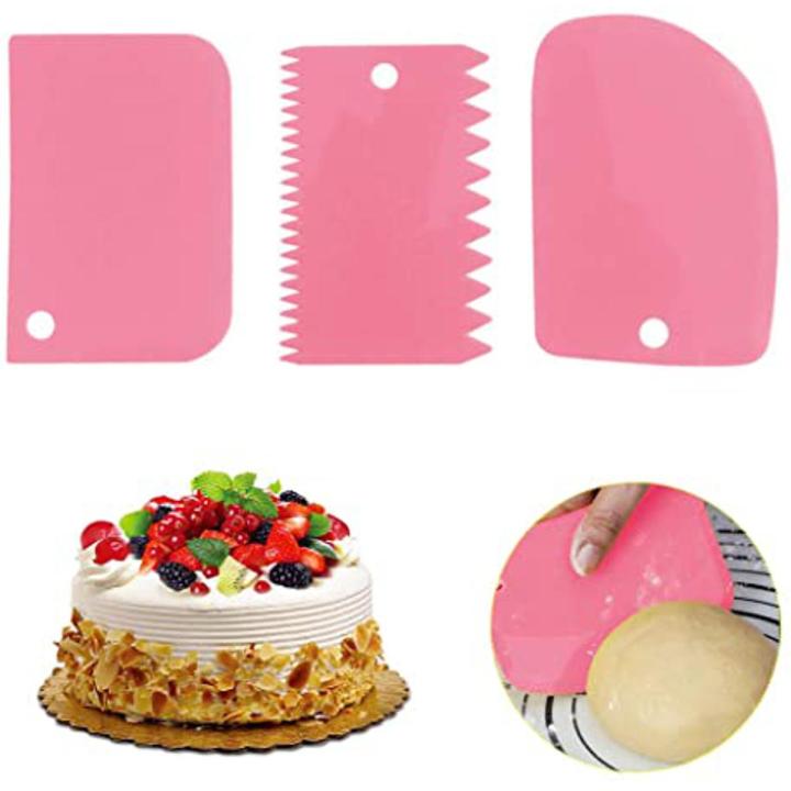 Cake Scraper Plastic 3Pcs Set Icing Comb Dough Cutter & Smoother