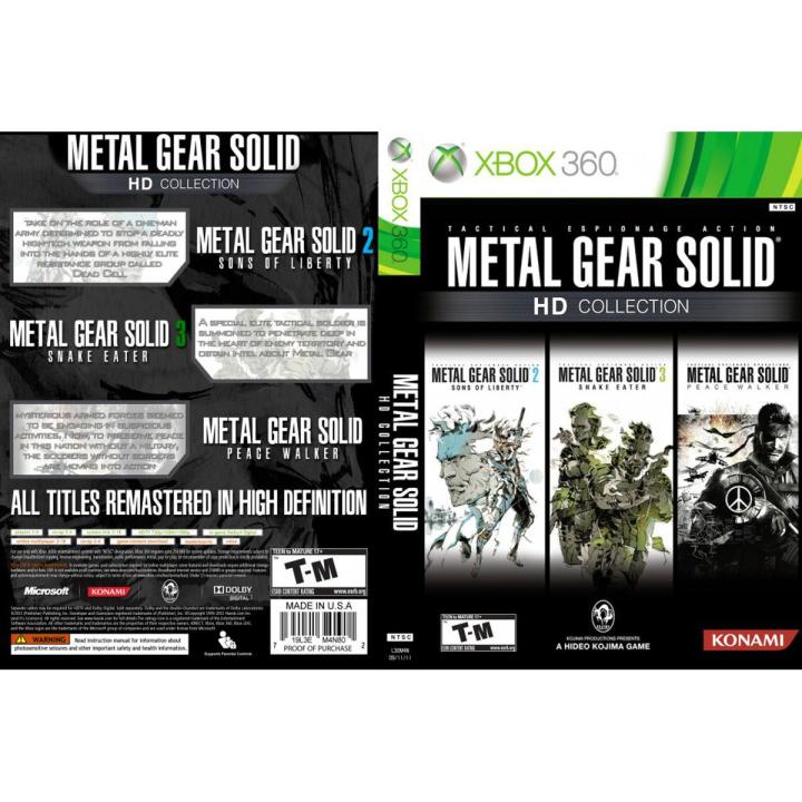 Metal Gear Solid HD Collection DVD video game for XBOX 360 LT3/JTAG Game Console 2DVD