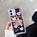 INS Korean New Multiple Color Cute Love Mirror Phone Case For iPhone 13 12 11 Pro Max Mini XS Max XR X 8 7 6 6S Plus Back Cover. 