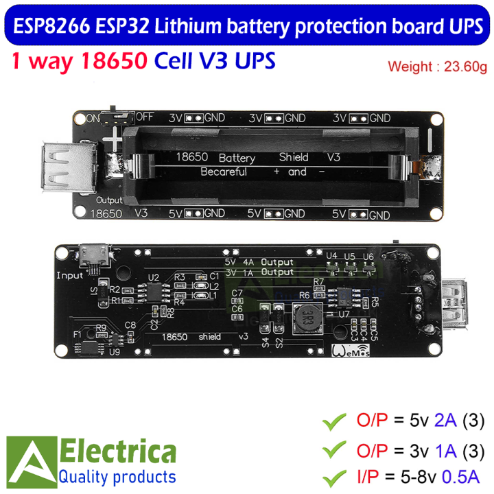 ESP32 ESP32S 18650 battery charge v3 5V UPS 18650 Battery for Arduino Wemos Raspberry Pi NodeMcu Battery Charge Board by Electrica