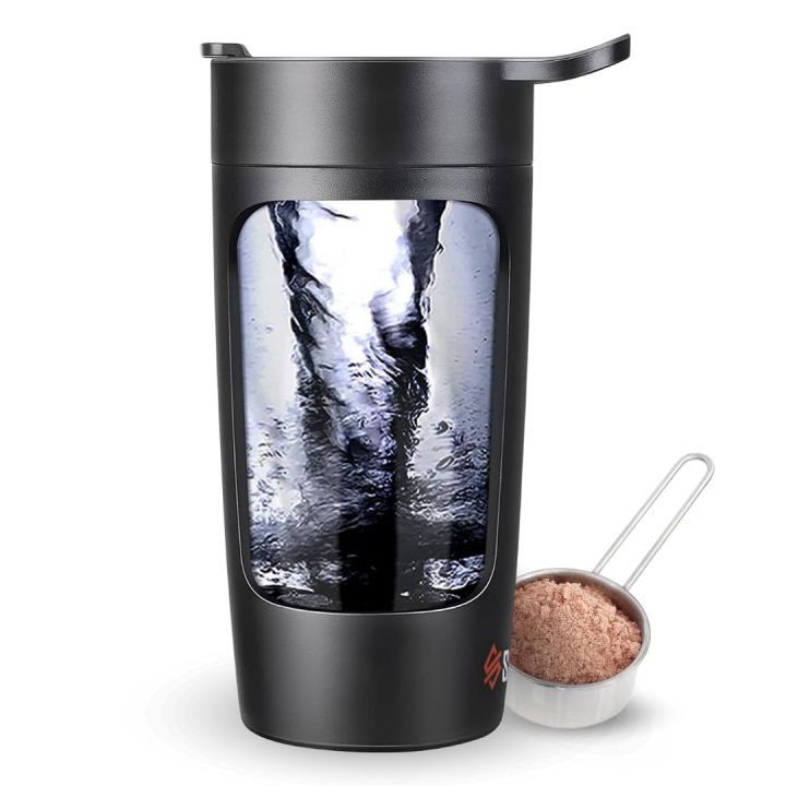 USB-Rechargeable Electric Shaker Bottle for Gym Shakes and More - Black Edition" UK IMPORT