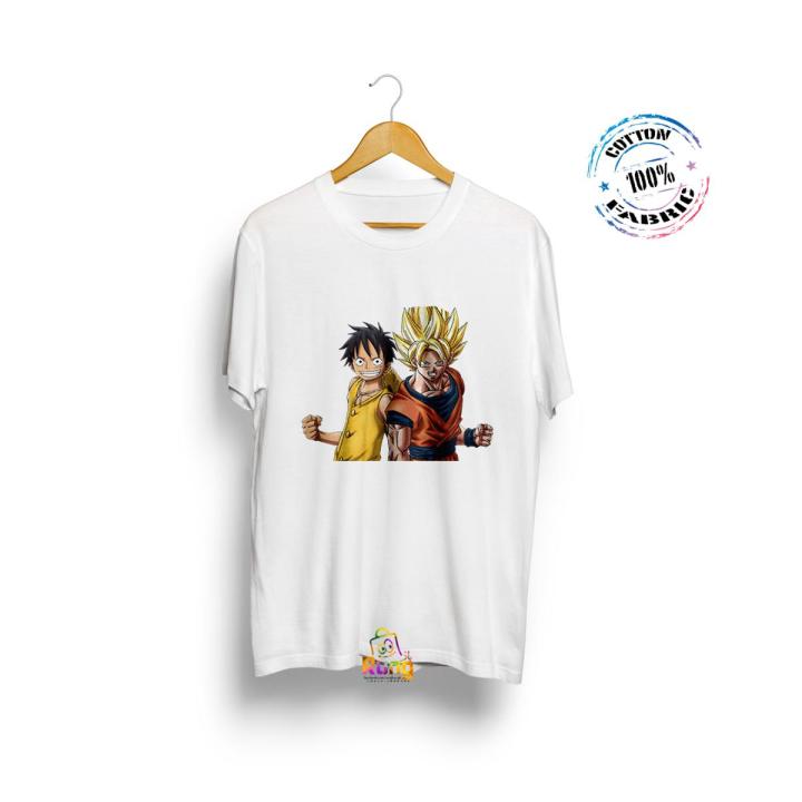 Goku Monkey D. Luffy Printed T Shirt