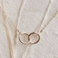 Silver/Golden Simple Double Ring Pendant Necklace/Chocker for Girls/Women. 