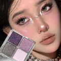 4-Color Glitter Blue Eyeshadow Palette Matte Pearl Shimmer Acrylic Smoky Purple Eye Shadow Palette Long Lasting Makeup Cosmetic. 