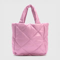 Quilted Tote Handbag Lightweight 31x28cm with Inner Zip Pocket Durable Fabric Casual Shoulder Bag for Daily Use. 