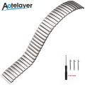 Aotelayer Stainless Steel Stretch Watch Band 20mm 22mm Matte Silver Black Strap. 