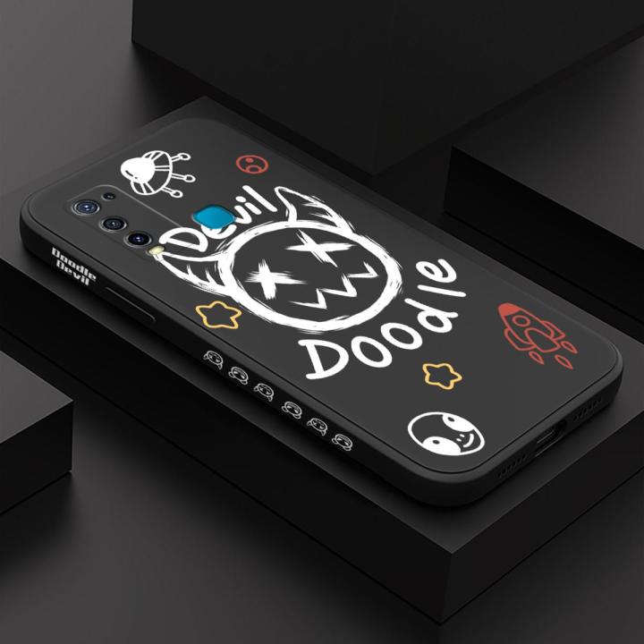 ZeroQiQi for Vivo Y30 Case Cute Creative Demon Doodle Phone Cover Soft Full Lens Protection Ultra Thin Phone Case
