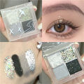 4 Colors Cool Toned Eyeshadow Palette Natural Highlight Shimmer Brightening Long Lasting Purple Eye Shadow Neon Eye Makeup. 