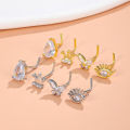 Qingwen  European and American Copper Inlaid Zircon Navel Stud Butterfly Love Crown Moon Shape Studded with Water Drop Zircon Bee Belly Ring Piercing Jewelry Cross-Border. 