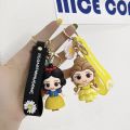 Disney Princess Super Cute Keychain The Little Mermaid Belle Hand-Made Level Key Ring Rapunzel Mobile Phone Cartoon Pendant Bag Cinderella Lanyard Exquisite. 