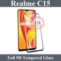Realme C15 Full Black 9D/5D/10D/11D/6D Tempered Glass Screen Protector Edge to Edge Full Glue Premium Quality Film For Realme C15. 