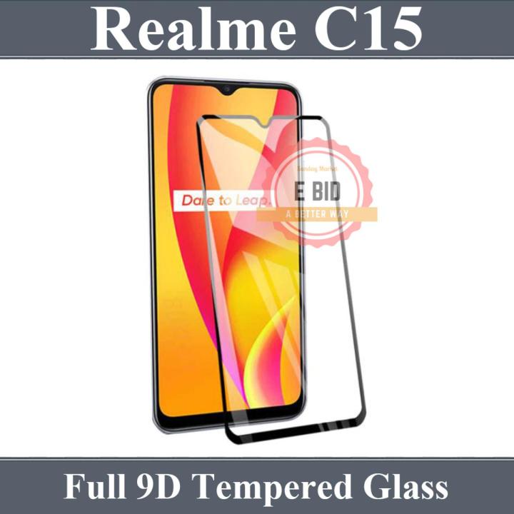 Realme C15 Full Black 9D/5D/10D/11D/6D Tempered Glass Screen Protector Edge to Edge Full Glue Premium Quality Film For Realme C15