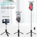 4 in 1 Wireless Selfie Stick R1S Tripod Stand (WITH LED LIGHT) Foldable Mini Selfie Light Detachable Bluetooth Shutter| Remote Control For All Mobile Phone Extendable With Charging Cable | For Tiktok Youtube Vlogging Photography. 