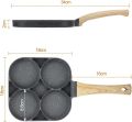 Non-Stick Egg Frying Pan, 4-Hole Pancake Pan with Non-Stick Coating, Rectangular Frying Pan with Anti-scald Handle, for Breakfast, Fried Egg, Pancakes, for Induction Cookers & Gas Stoves. 