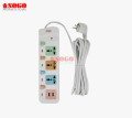Imported 2500W Universal Multi Socket Plug Power Board – Original Multi Outlet Power Extension Board Socket with 2 USB Cable Plug – Heavy Duty Overload Protection Electric Extension Cord – Long Power cable – High Quality Extension Boards. 
