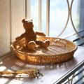 Techmanistan Multi purpose Round Wicker/Imitation Rattan Basket For Holding Cellphones in Office, Mobile Holding Basket For Office & Restaurant, Mobile Basket, Fruit Basket, Vegetable Basket. 