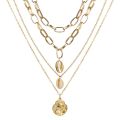 Zovoli Layered Chain Lock Portrait Pendants Necklaces For Women Gold Metal Key Heart Necklace Set Jewelry. 