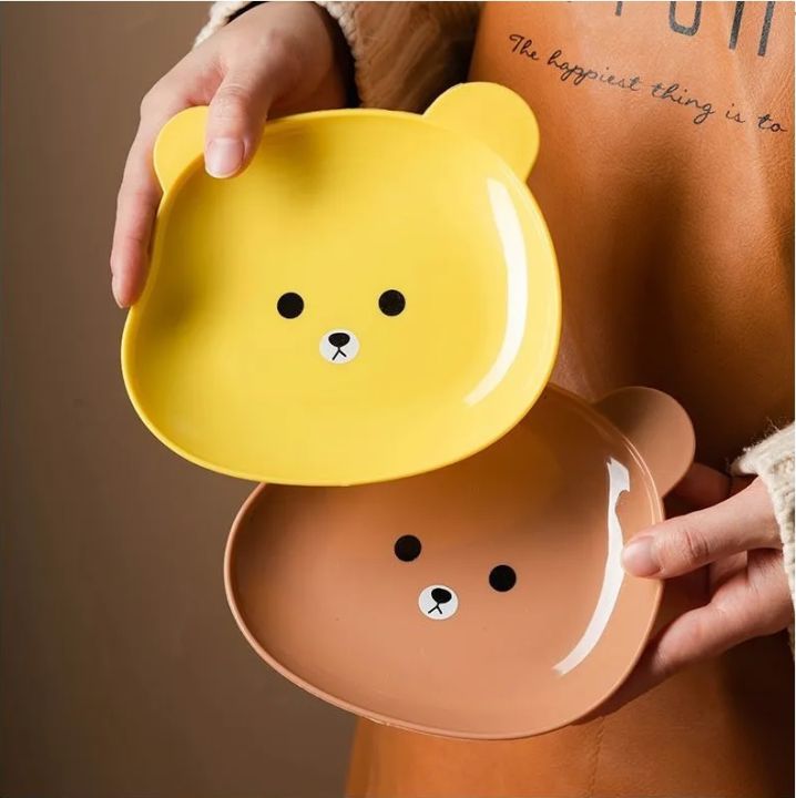 8pcs%20Cute%20Cartoon%20Bear%20Dish%20Plate%20Set%20With%20Stand,%20Reusable%20Plastic%20Dessert%20Dinner%20Plate%20Creative%20for%20Fruit,Snack,Nuts,Cartoon%20Design%20Dish%20Kitchen%20Accessory%20-%20Image%205