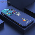 Hontinga for Samsung Note 8 Case Cartoon Astronaut Side Design Back Cover Soft Square Edge Liquid Silicone Phone Cases. 
