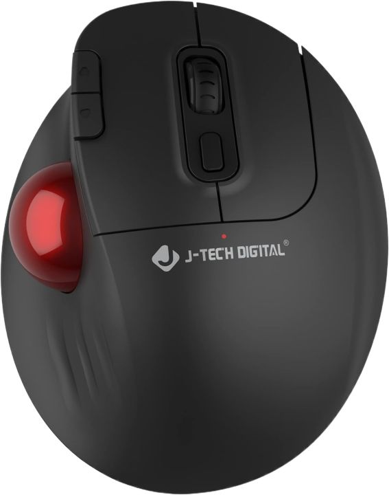 J-Tech Digital Wireless Trackball Ergonomic Mouse w/Free & Easy Thumb Control | DPI Adjustment, Precision Tracking, Multi-System Compatibility with PC, Laptop, Windows, Mac [V728]