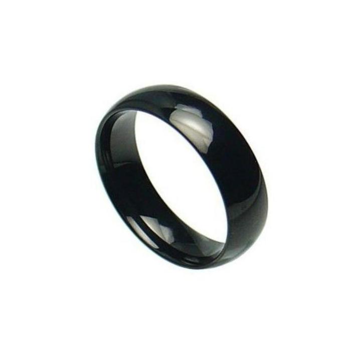 Black Round Stainless Steel Ring for Men