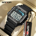 Sanda Trendy Small Square Multi functional Fashion Watch Waterproof Men's Watch Gift SD6196-1. 