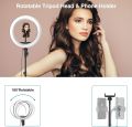 7 Feet Tripod Stand with 26 CM RGB Selfie Ring Light & Mobile Phone Holder for Tiktok Videos Best Quality Metal Tripod Tiktok Light, RGB 26cm Ring Light with 7ft Tripod Stand, Photography Kit - Elegant Home. 