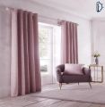Fancy Leaves Jacquard Lined Curtains  Baby Pink Curtain Set with Ring  Pair packed window curtain for room. 