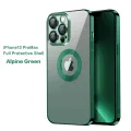 Luxury Integrated Camera Protection Shockproof Soft TPU with Logo Cut Back Cover Case for Apple iPhone 13 pro max (6.7 inch) (Golden)(Sierra blue)(Alpine green). 