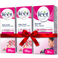 Veet Home Salon Kit - FREE Face Wax Strips Normal 8 Pcs with Pure Hair Removal Cream Normal 100g Pack of 2. 