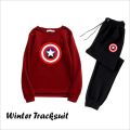 CAPTAIN AMERICA MARVEL Printed Winter Colelction Tracksuit Collection Thick & Soft Fleece Fabric Sweatshirt & Trouser for_Men_Boys_Girl_Women Trendy Fashion Wear Track Suit Gym Sports Workout Wear. 