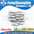 20pcs/lot 2W 5% Carbon Film Resistor 1R ~ 1M 2.2R 10R 22R 47R 51R 100R 150R 470R 1K 4.7K 10K 47K 1 2.2 10 22 47 51 100 150 470. 