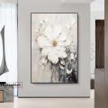 Large 3D Textured Abstract White Flower Painting Print Original Flower Canvas Wall Art Home Decor Minimalist Custom Painting Ready to hang. 