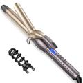 Hair Curling Iron 1 inch with LCD Temperature Display Professional Hair Curler Curling Wand for All Hair Types,Dual Voltage and Auxiliary Curling Accessory Included Golden. 