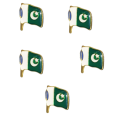 Set of 5 Metal Pakistan Flag Lapel Pins – Premium National Flag Badges for 14 August & Patriotic Events. 