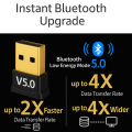 USB Bluetooth 5.0 Adapter for PC & Laptop | Wireless Bluetooth Dongle 5.0 Receiver & Transmitter | Low Energy Mini USB Adapter for Headphones, Speakers, Mouse, Keyboard, Windows 11/10/8/7. 
