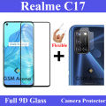Realme C17 Full Black 9D10D11D21D5D6D Tempered Glass Edge to Edge Full Glue Screen Protector + Back Camera 9H Gorilla Flexible Protector For Realme C17. 