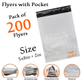 Flyers 5x8, Pack of 50, 100, 200 Shipping Flyer with Pocket, Delivery Flyer, Delivery Packets, Packaging Material, Flyer Bag with Pocket, Recycled Flyer,. 